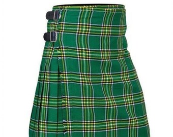 Traditional Clan Tartan Kilt Irish Heritage 8 Yards Highland Clothing Saint patrick Day Kilt Irish Traditional Kilts St. Andrews Day Kilt