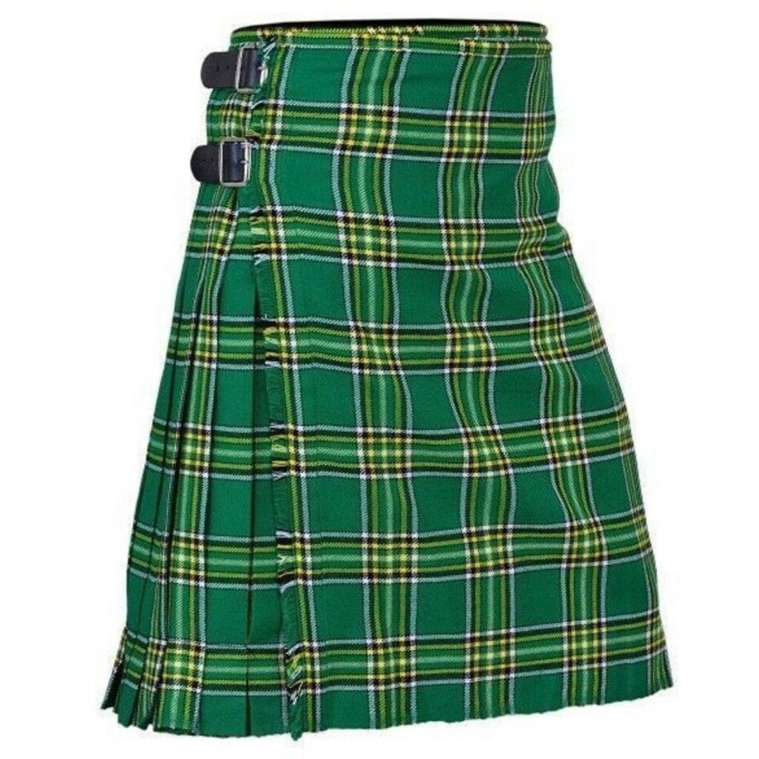 Traditional Clan Tartan Kilt Irish Heritage 8 Yards Highland Clothing Saint Patrick Day Kilt