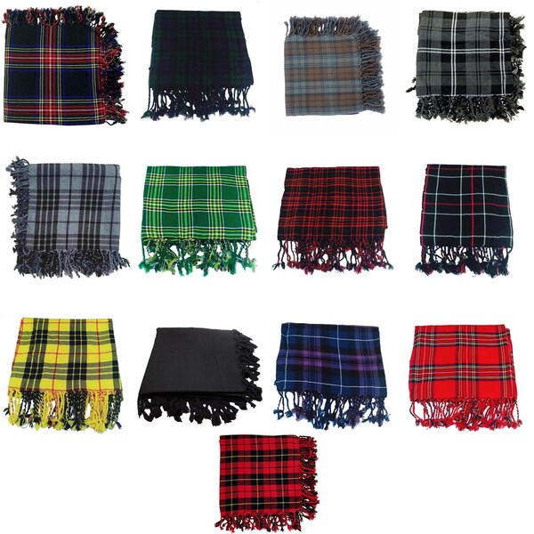 Écharpe écossaise traditionnelle en kilt anti-mouches tartan Design tartan châles mouche à carreaux broche tenue pour kilt écharpes en laine acrylique