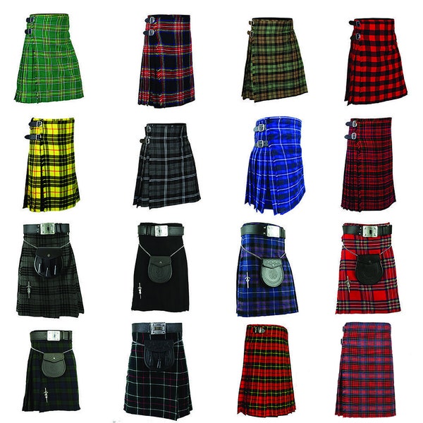 Kilts de clan écossais traditionnels 8 mètres - mélange de laine de qualité supérieure - kilt de mariage Highlander Piperman Kilt dress fait main pour homme meilleur cadeau