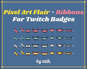 Pixel Art Flair Ribbons For Twitch - 32 Flairs, 3 Sizes: 18px 36px 72px
