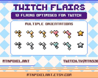 Pixel Art Twitch Flairs | Cute Aesthetic | Twitch Flair Set | Multiple Orientations | 48 Flairs Total