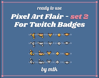 Pixel Art Flair-Set 2 For Twitch - 20 Flairs, 3 Sizes: 18px 36px 72px