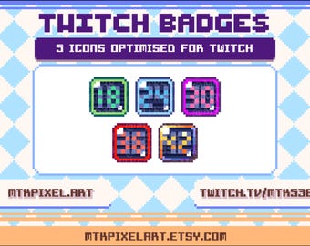 More Numbers Badges | Colorful Aesthetic | Twitch Sub / Bit Badge Set | Channel Points Icons | Emotes | YouTube Discord