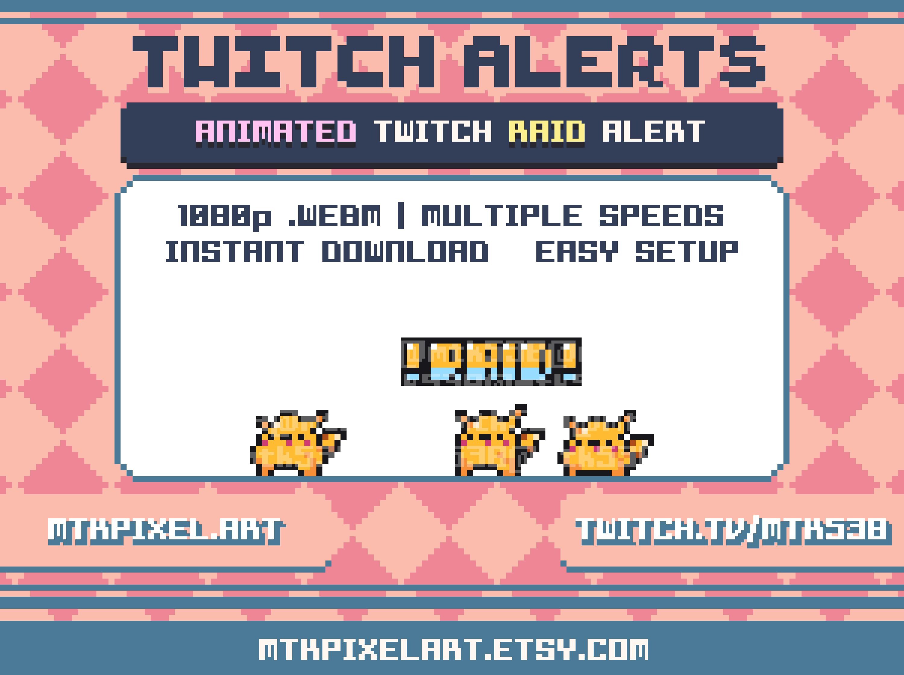 Pikachu Inspired Twitch Raid Alert | Cute Pixel Pokemon Inspired Stream Overlay | Kawaii Derpy Alert Notification | Animated Gaming Assets
