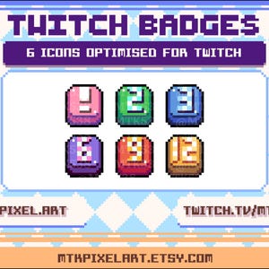 Numbers Badges Buttons Ver. | Button Colorful Aesthetic | Twitch Sub / Bit Badge Set | Channel Points Icons | Emotes | YouTube Discord