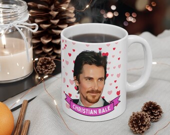 Christian Bale Cute Mug Gift, Customized Coffee/Tea Mug, Christian Bale Ceramic Mug, Cool Funny Christian Bale Mug Gift Idea Handmade in USA