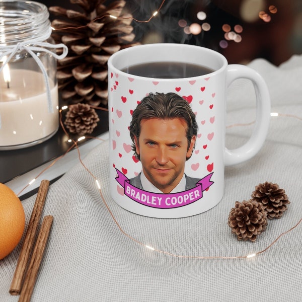 Bradley Cooper Cute Mug Gift, Customized Coffee/Tea Mug, Bradley Cooper Ceramic Mug, Cool Funny Bradley Cooper Mug Gift Idea Handmade in USA