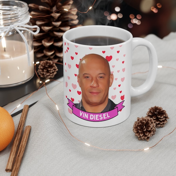 Vin Diesel Tasse, individuelle Kaffee- / Teetasse, Vin Diesel Keramiktasse, coole lustige Vin Diesel Tasse Geschenkidee handgefertigt in den USA