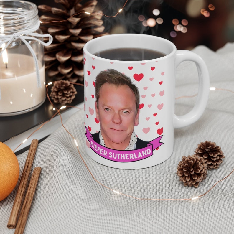 Kiefer Sutherland Cute Mug Gift, Customized Coffee/Tea Mug, Kiefer Sutherland Ceramic Mug, Cool Kiefer Sutherland Mug Gift Handmade in USA image 5