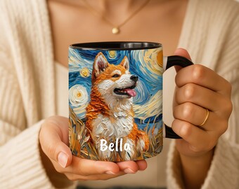 Personalized Akita Dog Starry Night Mug, Gotcha Day Akita Parent Gift, Dog Mom Dad Gift Idea, Pet Memorial Remembrance Gift