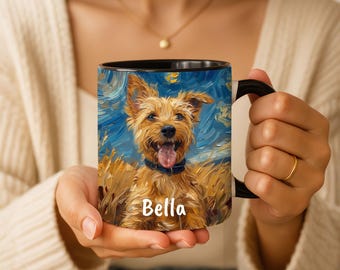 Personalized Australian Terrier Dog Starry Night Mug, Gotcha Day Terrier Lover Gift, Dog Mom Dad Gift Idea, Pet Memorial Remembrance Gift
