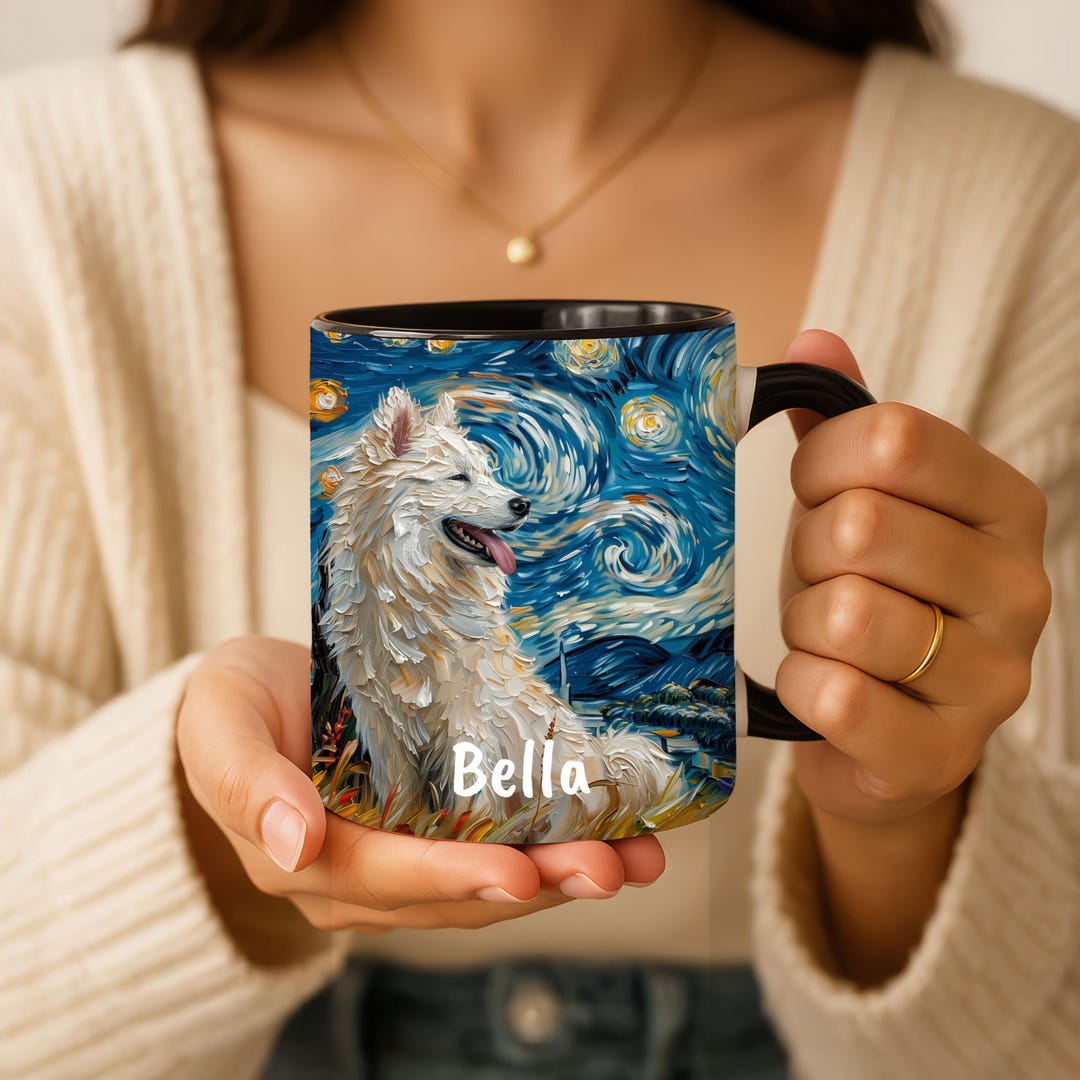Personalized Samoyed Dog Starry Night Mug, Gotcha Day Samoyed Parent ...