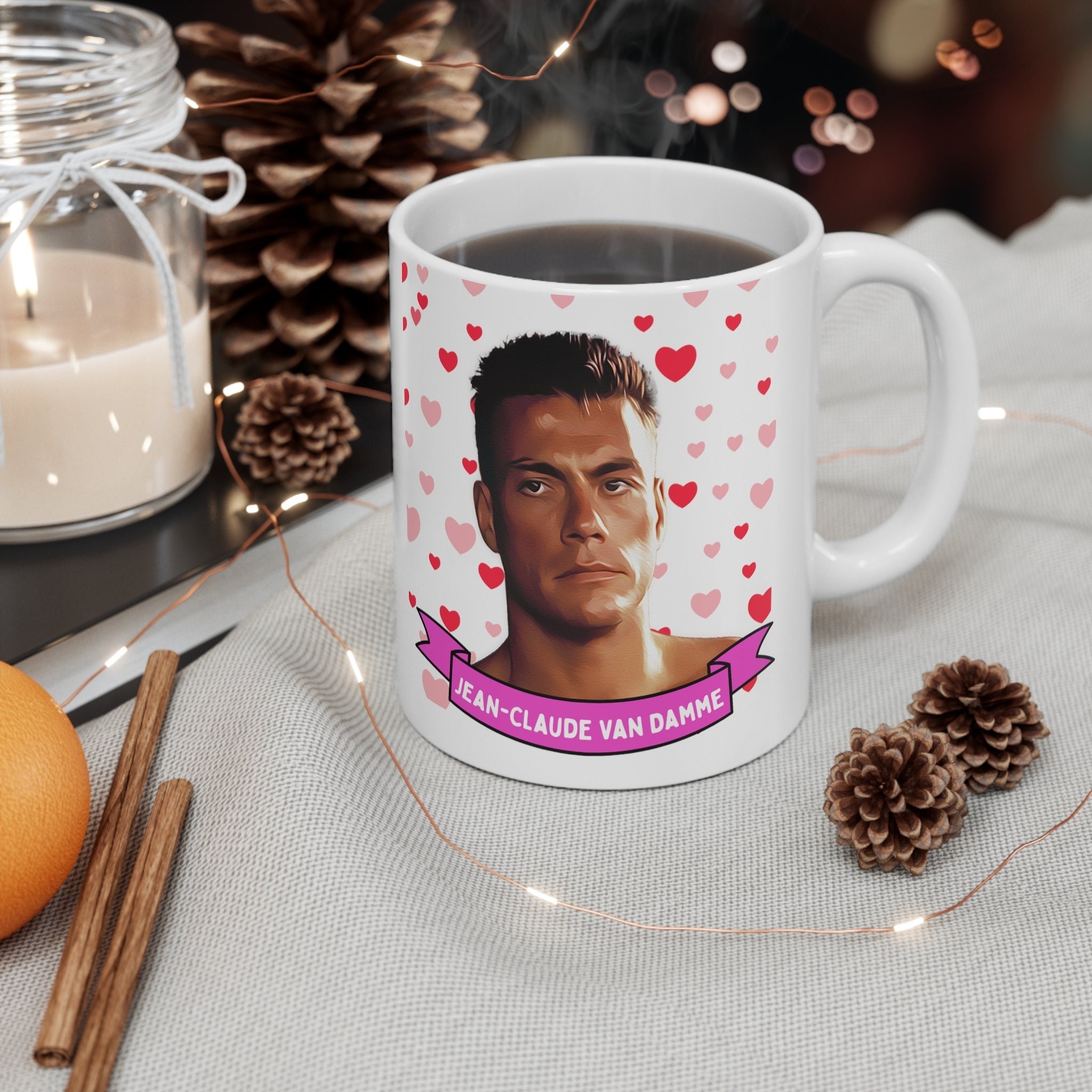 Jean-Claude Van Damme Becher, kundenspezifische Kaffee- / Teebecher, Jean-Claude Van Damme Keramikbecher, Jean-Claude Van Damme Becher Geschenkidee Handgemacht in den USA