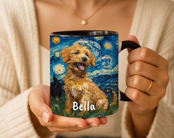 Personalized American Bobtail Dog Starry Night Mug, Gotcha Day Bobtail Parent Gift, Dog Mom Dad Gift Idea, Pet Memorial Remembrance Gift