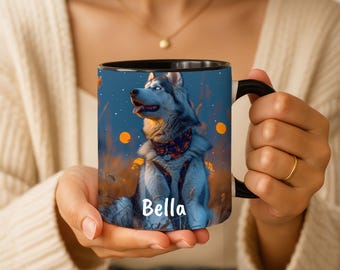 Personalized Alaskan Malamute Dog Starry Night Mug, Gotcha Day Malamute Parent Gift, Dog Mom Dad Gift Idea, Pet Memorial Remembrance Gift