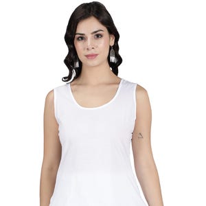 Short Slip Sheer Chemise Under Dress, Short cotton slip Sleeveless Elegant Perfect innerwear camisole White Combo PACK of 2 FREE SHIPPING
