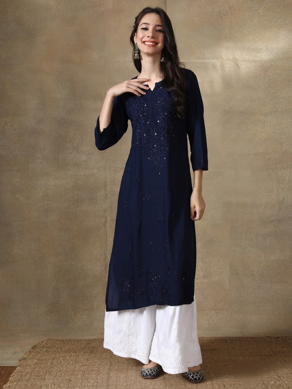 Chikankari Kurti Beautiful Chikankari Kurta With Inner Kurta Women  Embroidered Kurti Indian Dress Top Tunic Kurtis for Women -  Canada