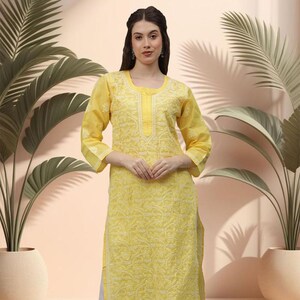 Hand Embroidered Beautiful Lucknowi Chikankari Kurta Designer trendy fashionable red dress kurti, party wear, office wear FREE SHIPPING