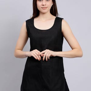 Short Slip Sheer Chemise Under Dress, Short cotton slip Sleeveless Elegant Perfect innerwear camisole Black Combo PACK of 2 FREE SHIPPING