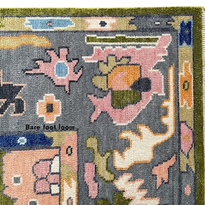 Green Hand Knotted Oushak Rug, Wool Area Rug for Bedroom,Living room,dining area,Pastel Oushak rug,Handmade rug, Turkish wool rug