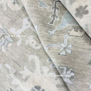 Neutral Hand Knotted Modern Oushak, 9x12 Area Rug, Turkish Oushak Rug, Ivory Area Rug for Bedroom, Living room, dining area, Wool Oushak Rug