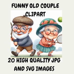 Grappige oude paar clipart | Vrolijke oma | Oude dame en man | Cartoon oma en opa, Clipart bejaarden, eigenzinnige opa