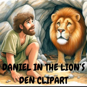 Daniel en el foso de los leones, paquete de imágenes prediseñadas de historias bíblicas / paquete de imágenes prediseñadas de personajes bíblicos / historias bíblicas / imágenes prediseñadas religiosas