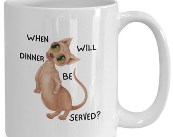 Sphynx Cat Coffee Mug, Hairless Cat Lover Gift