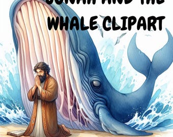 Jonah And The Whale | Bible story clipart bundle, Jesus Art | Jonah And The Big Fish | Bible Craft | Jonah 2:2 Bible Verse | Book Of Jonah