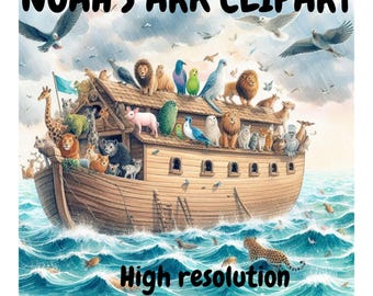 Watercolor Noah&#39;s Ark Baby Nursery Clipart, Bible story clipart bundle, Bible Stories | Clipart Stories | Digital download, Biblical Clipart