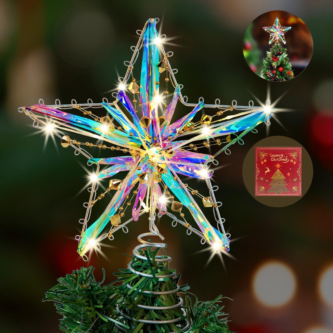 Christmas Tree Topper, 10 Inch Star for Christmas Tree Top, 15 LED ...