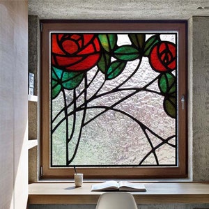 Custom-Fitted 3D Window Cling - Matte Stained Glass Decor with UV Protection for Privacy Frosted Glass Windows
