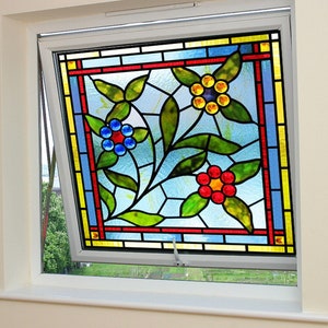 Custom-Sized 3D Matte Window Film - Stained Glass Decorative UV Window Sticker for Privacy and Frosted Static Cling Glass Decor