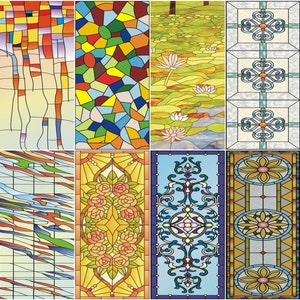 Custom Size Window Film Print Sticker Cling Stained Glass Window Decor UV Heat Control Glass Privacy Window Film