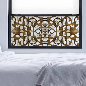 Privacy Stained Glass Window Film – Customized Frosted European Style, Static Cling for Office, Bathroom, and Home