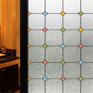 Customized Stained Glass Window Film - Frosted Effect, No-Glue Static Cling, Privacy Sticker, Ideal for Home Décor, Kitchen Doors, Bathrooms