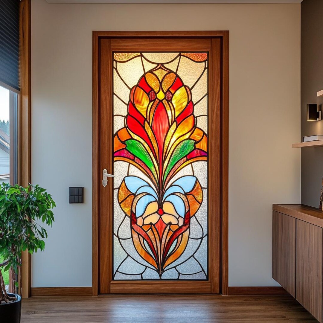 Custom Stained Glass Window Film Abstract Colorful Pattern Privacy ...