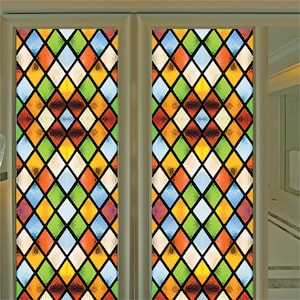 Benutzerdefinierte Größe Vintage European Style Art Translucent Selbstklebende Glasmalereifolie, Türaufkleber
