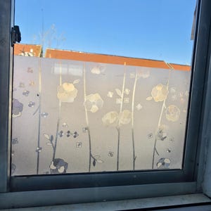 Floral Frosted Window Film - Privacy Static Cling Glass Cover - Decorative UV Protection for Home, Office, or Bathroom