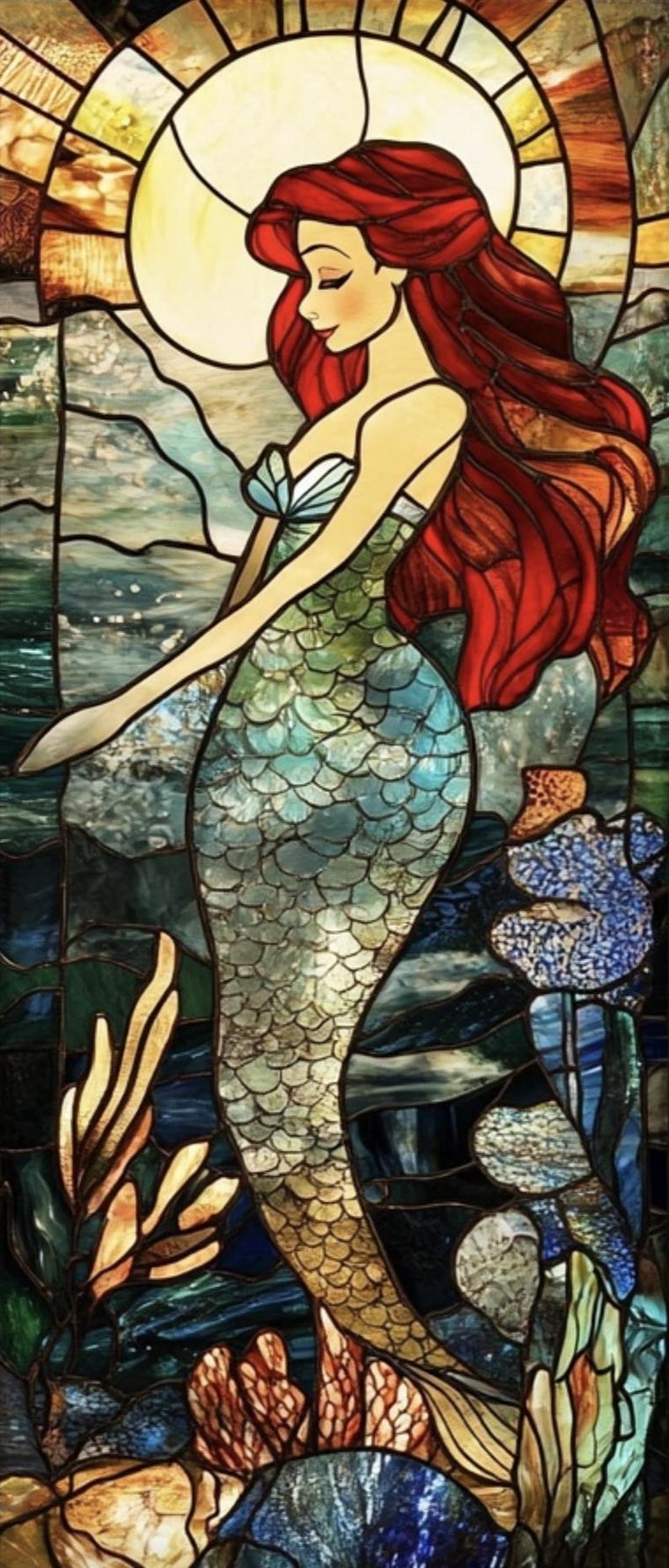 Underwater Mermaid Stained Glass Window Film - Custom Decorative ...
