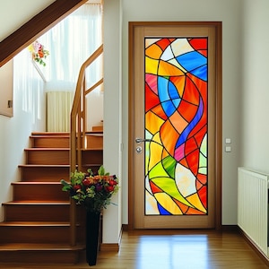 Artistic Stained Glass Window Film Ornate Vintage Style Privacy Decorative Vinyl Static Cling No Adhesive UV Blocking for Home Windows
