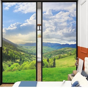 Natural Scenery Frosted Sichtschutzfolie - Statische Haftung, klebstofffreie dekorative Glasfolie für Fenster und Türen, Anti-UV-Schutz