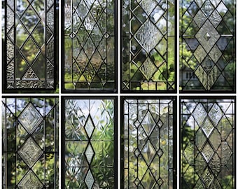 Vintage Diamond Pattern Glass Window Film - Decorative Privacy Cling for Home or Office - UV Protection and Elegance