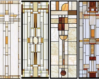 Modern Style Stained Glass Window Cling Grid Design Privacy Film for Bathroom or Office