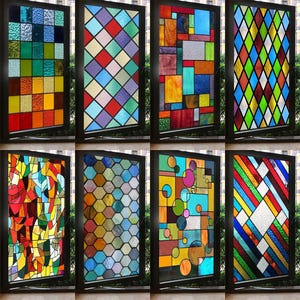 Frosted Stained Glass Window Film – Rainbow Effect Privacy Static Cling Sticker for Home, Kitchen, Bathroom, and Office