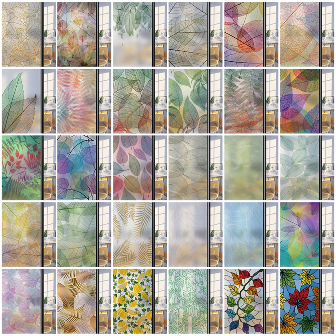 Custom Size Frosted Window Film Leaves Artscape Privacy Heat Protection