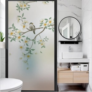 Frosted Flower Privacy Window Film – Static Cling, Decorative Glass Sticker with Heat Control and UV Blocking