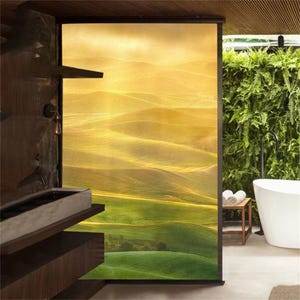 PVC Sichtschutz-Fensterfolie - Sonnenblockierend, Statisch Kein Kleber Glasfensteraufkleber, Kingsoft-Muster, Gefrostet für Badezimmertüren