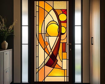 Pellicola per vetri artistici con motivo geometrico colorato, per la privacy, in vinile satinato, statica, rimovibile, senza colla, protezione UV per finestre